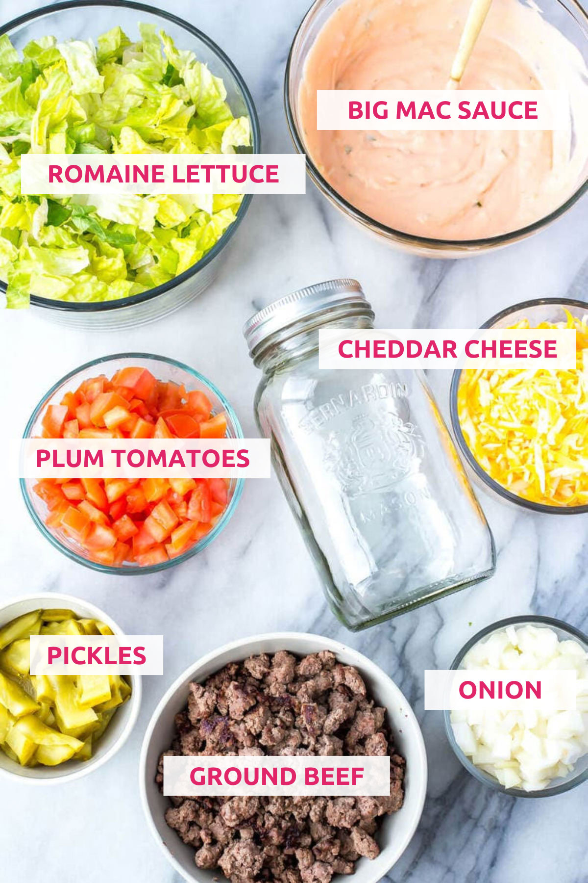 Big Mac Salad in a Jar (Keto Meal Prep) - Bobbi's Kozy Kitchen