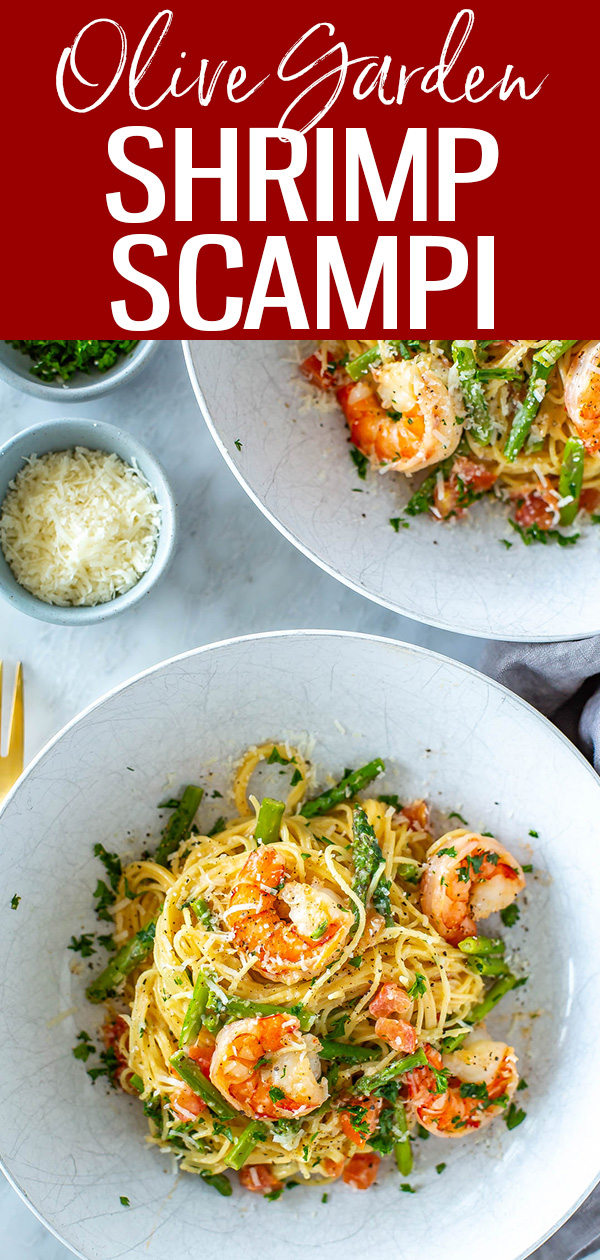 This Olive Garden Shrimp Scampi is the best copycat! It's a quick, easy and healthier version of your favourite restaurant dish. #olivegarden #shrimpscampi