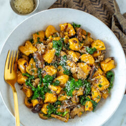 A plate of butternut squash gnocchi.