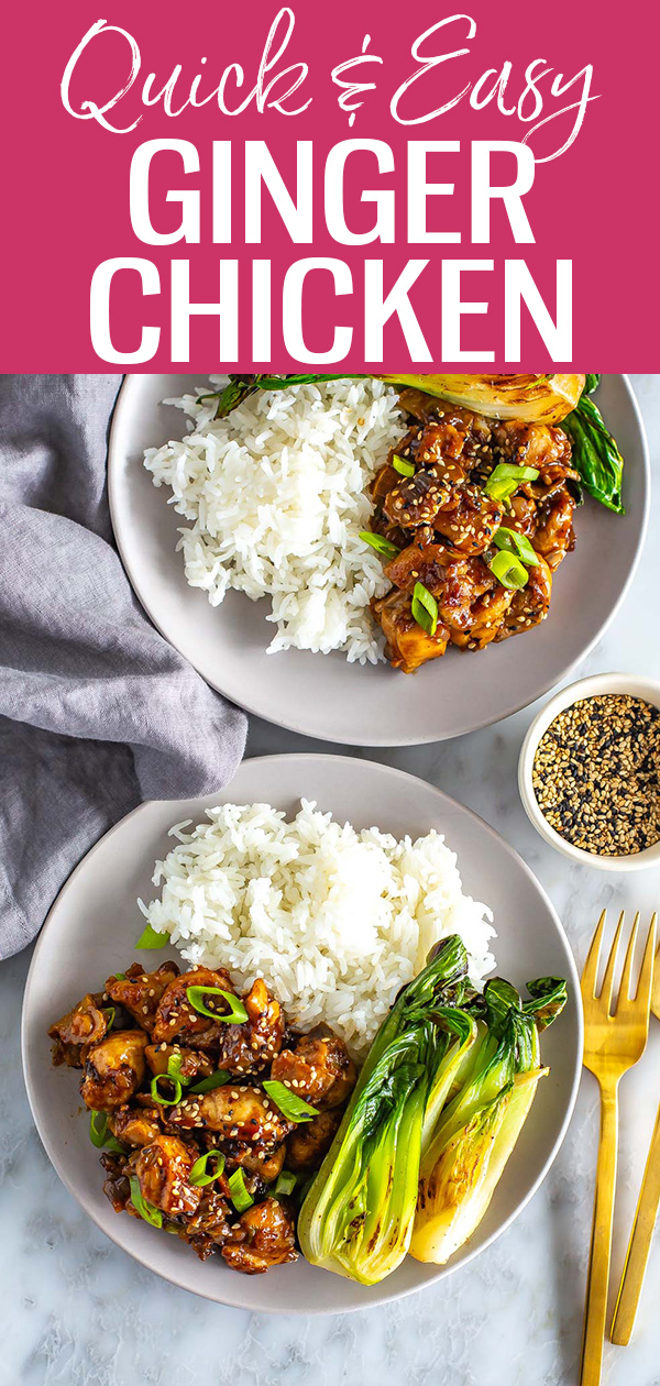 This Easy Ginger Chicken is a quick stir fry that's made in 30 minutes! The sauce is the perfect mix of sweet and savoury.  #gingerchicken #30minutemeal