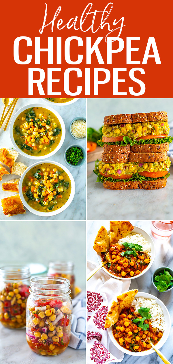 These are the best Chickpea Recipes! Make easy meals including healthy salads, bowls, and sandwiches with this vegetarian protein source. #chickpeas #recipes
