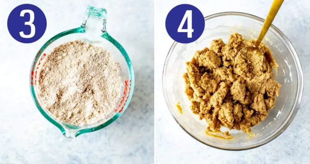 Steps 3 and 4 for making healthy edible cookie dough: Make dough then chill.
