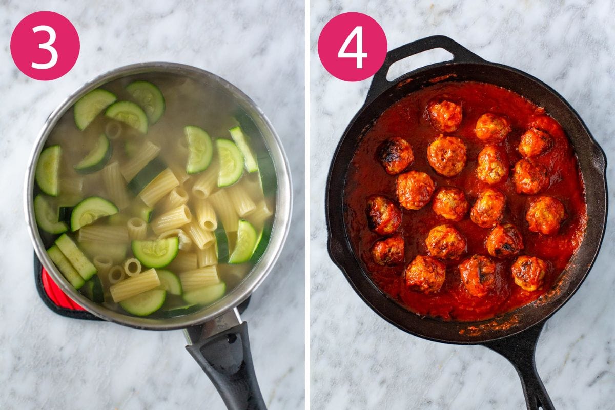 Steps 3 and 4 for making chicken parmesan meatballs