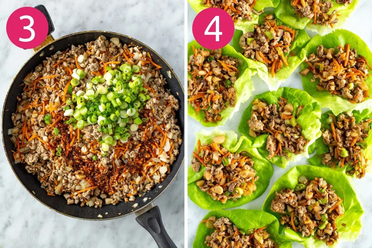 Steps 3 and 4 for making PF Chang's lettuce wraps