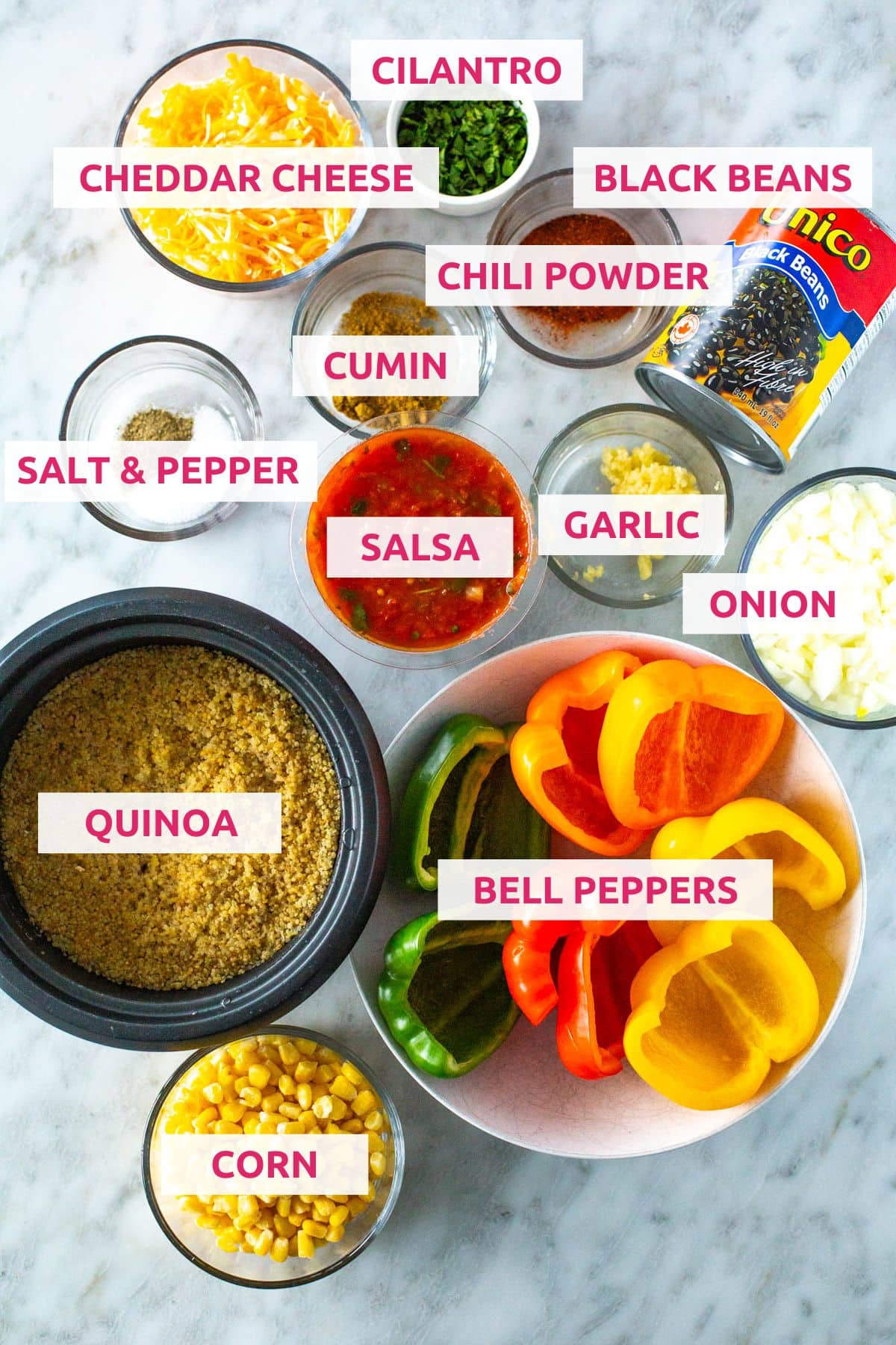 Ingredients for vegetarian stuffed peppers