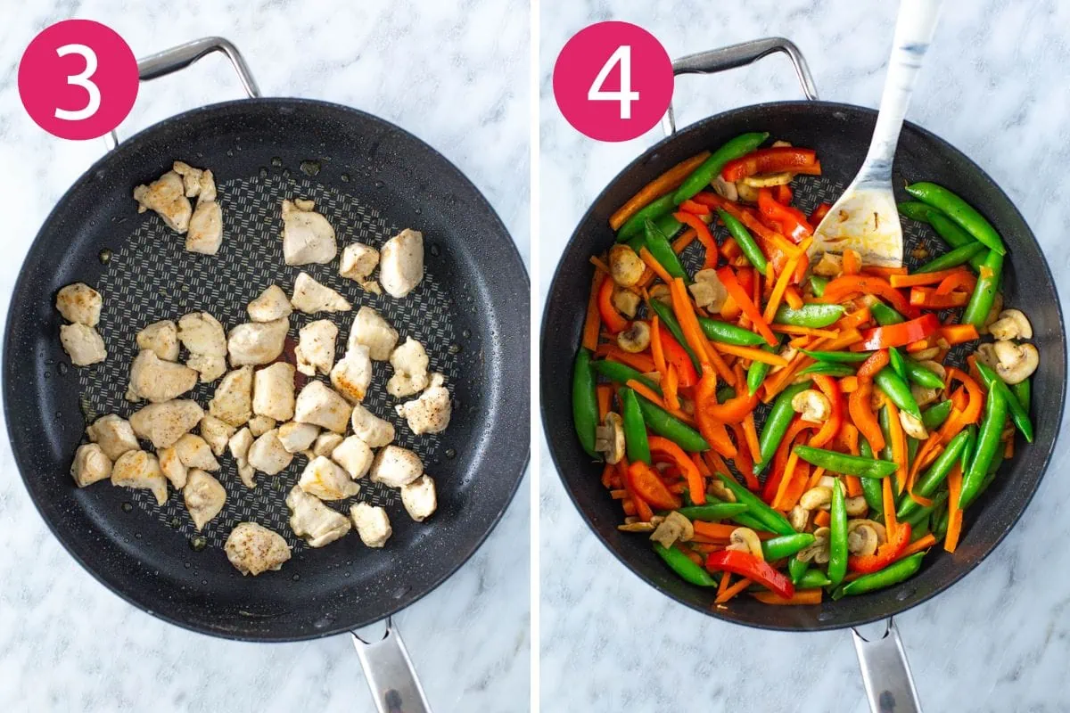 Steps 3 and 4 for making lo mein