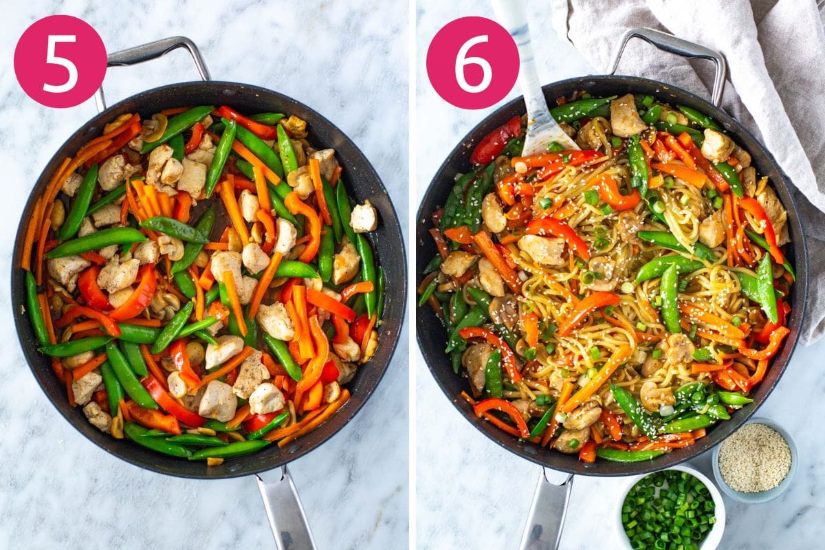 Steps 5 and 6 for making lo mein