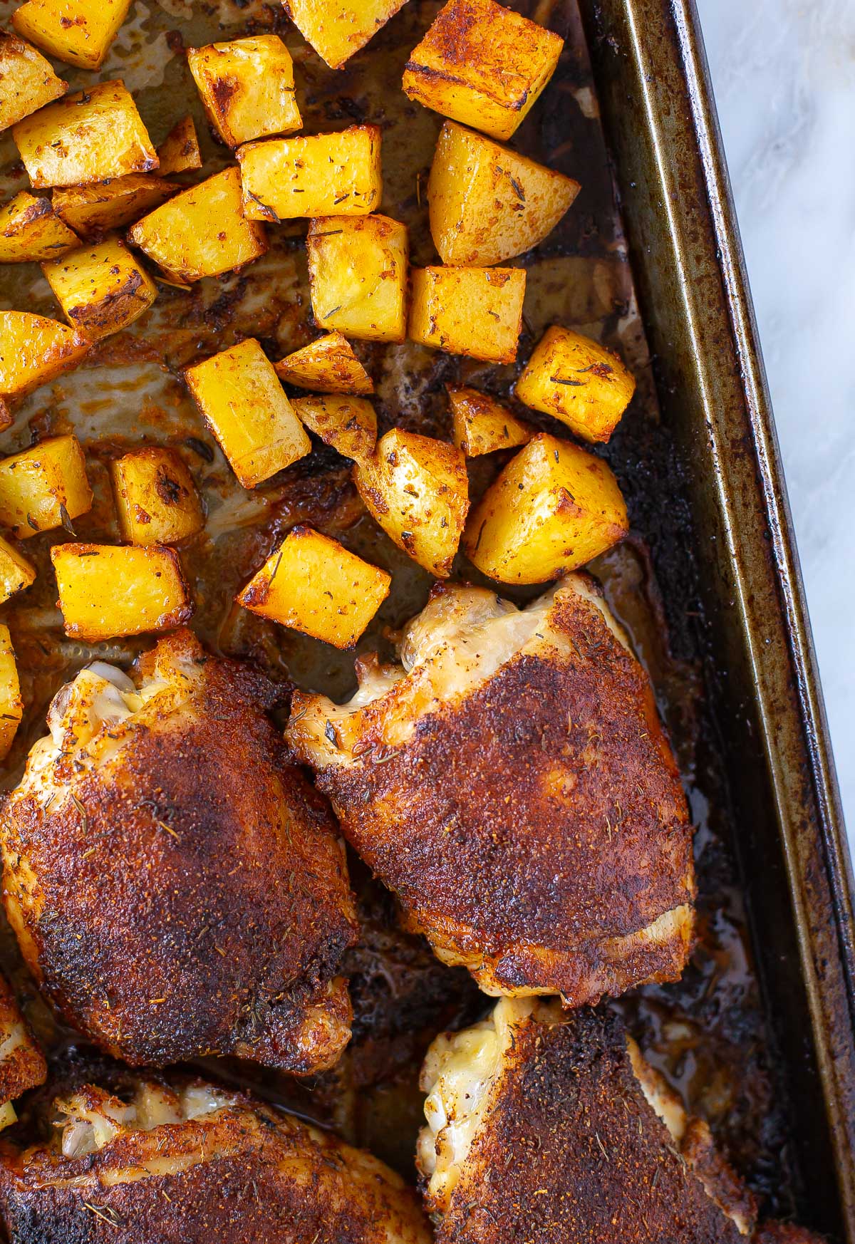 Baked chicken thighs on sheet pan