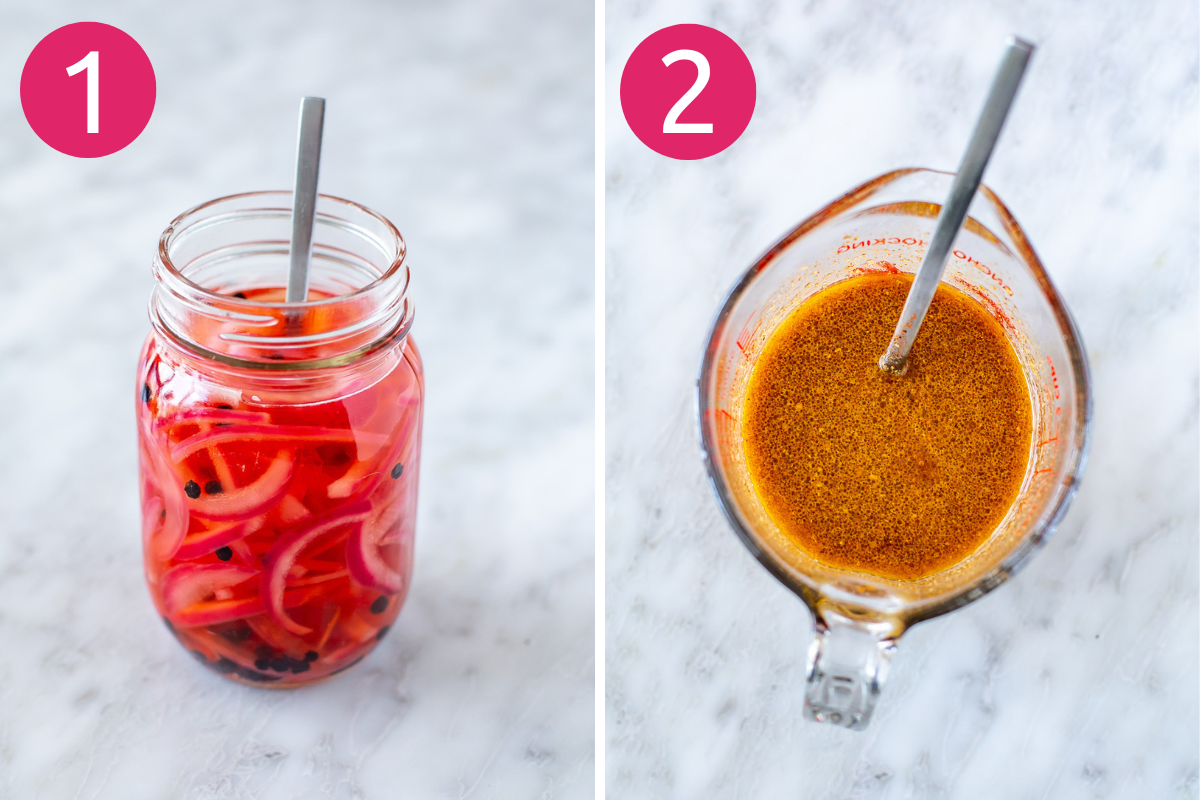 Steps 1 and 2 for making this quinoa salad
