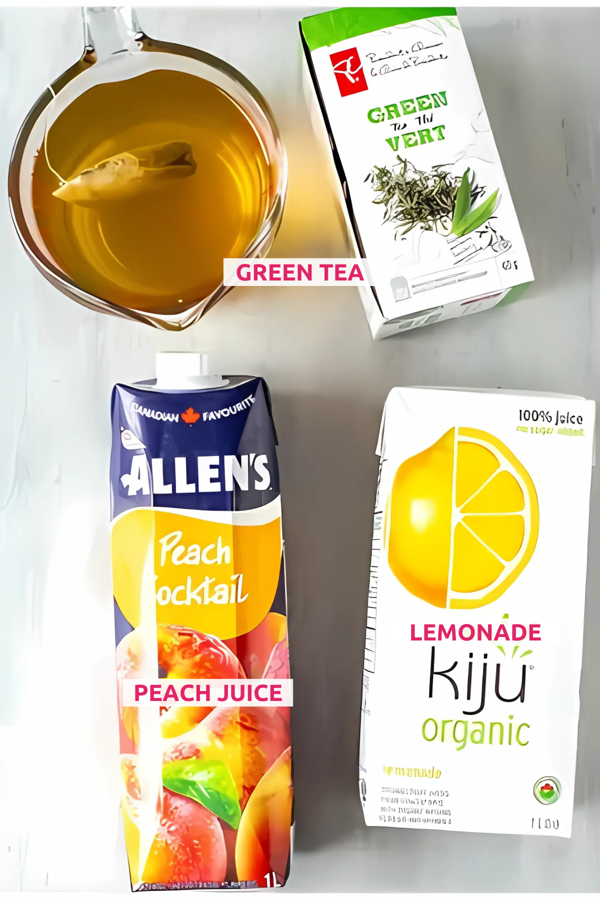 Ingredients for starbucks iced peach green tea lemonade