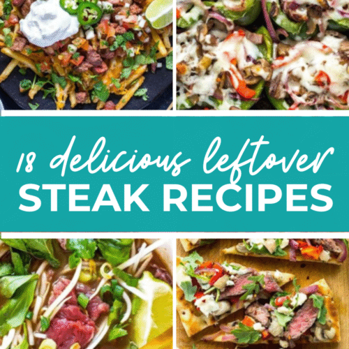 A collage of leftover steak recipes