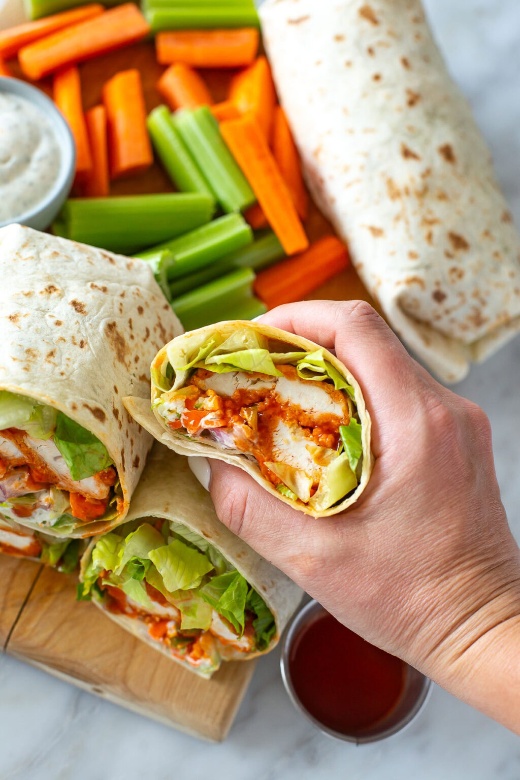 The BEST Crunchy Buffalo Chicken Wraps - The Girl on Bloor