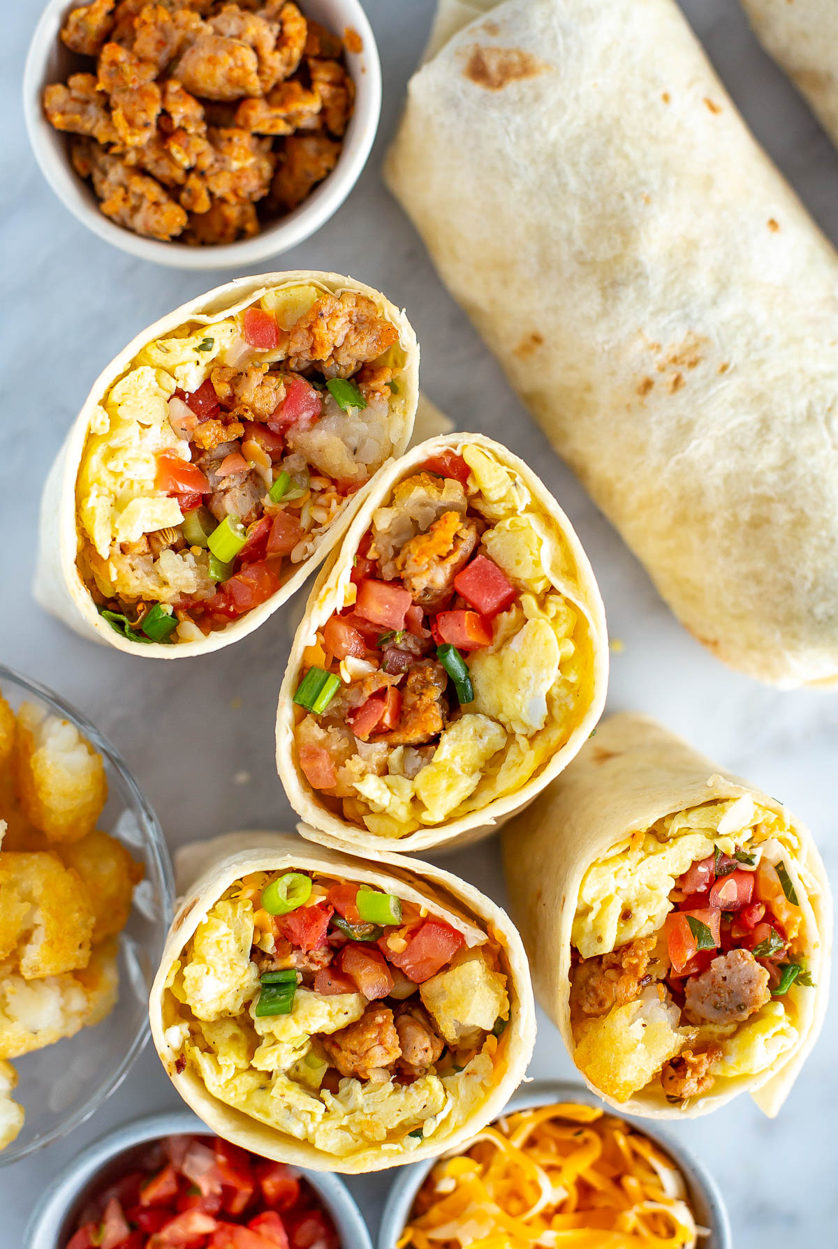 overhead shot of breakfast burrito 3