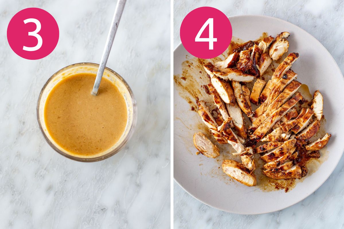 Steps 3 and 4 for making Mandarin Chicken Salad.