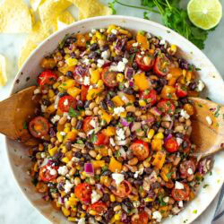 overhead shot of Southwest Dense Bean Salad 1