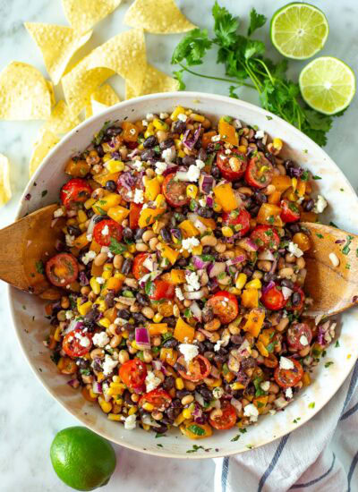 overhead shot of Southwest Dense Bean Salad 1