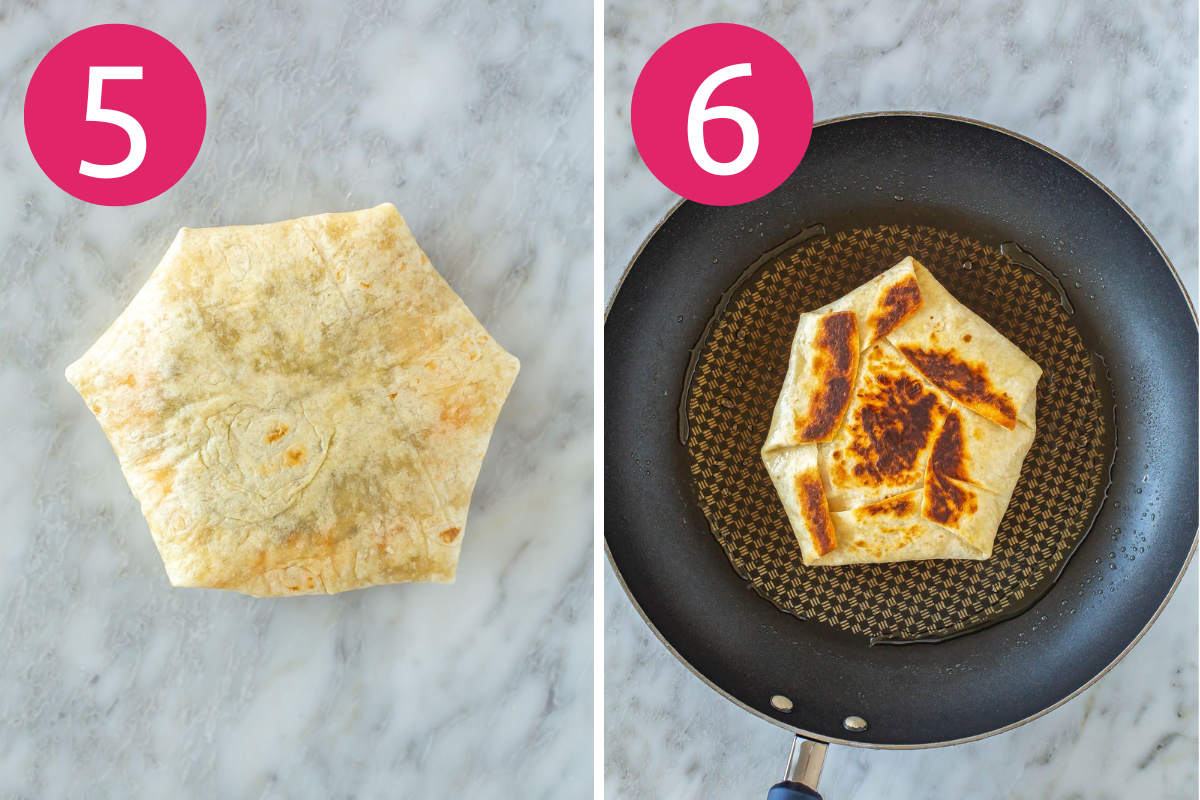 Buffalo chicken crunchwrap step 5 & 6