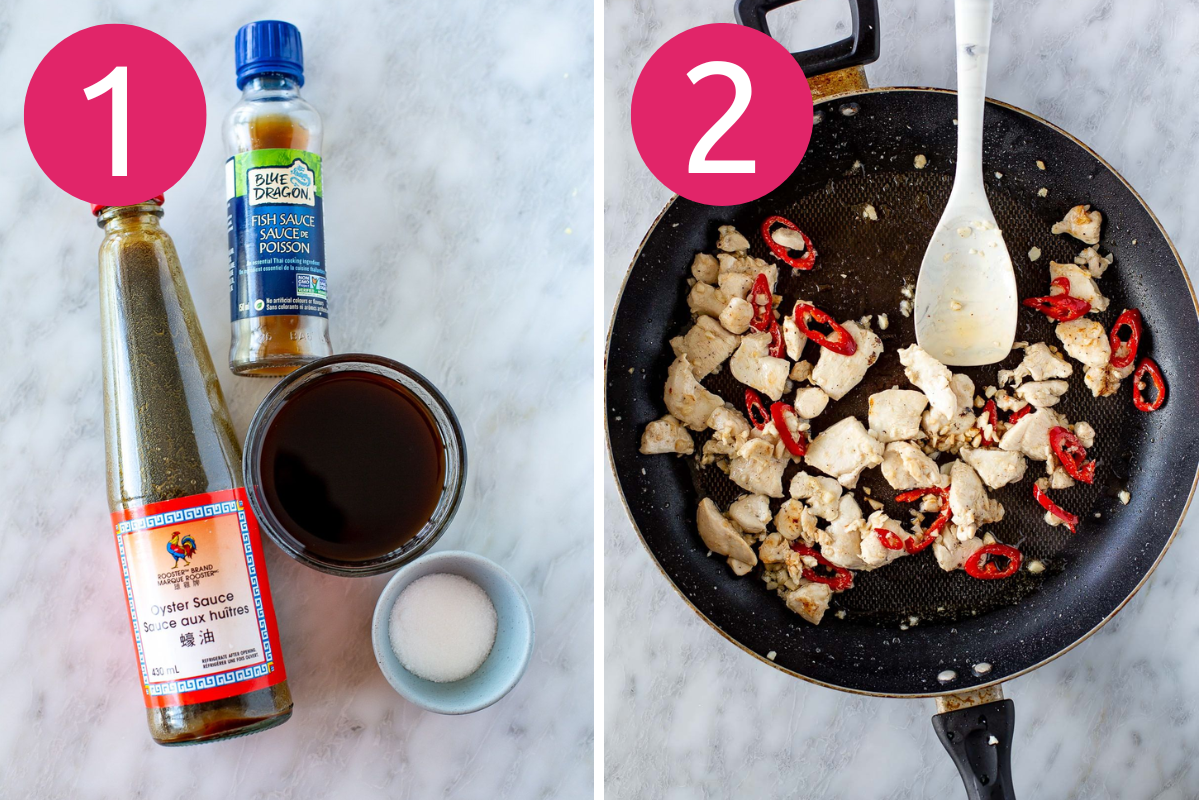 Drunken noodles steps 1 and 2