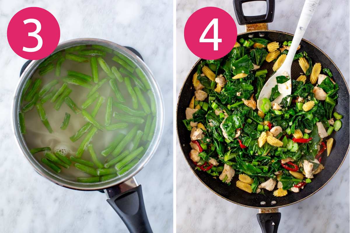 Drunken noodles steps 3 and 4