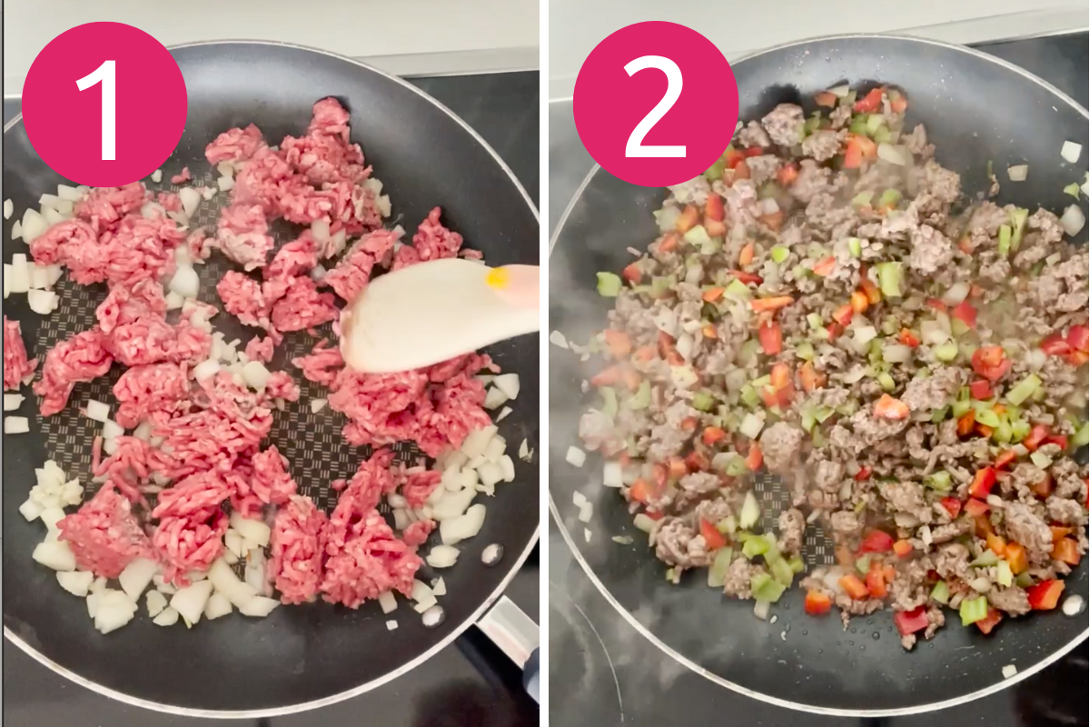 Hamburger helper steps 1 & 2