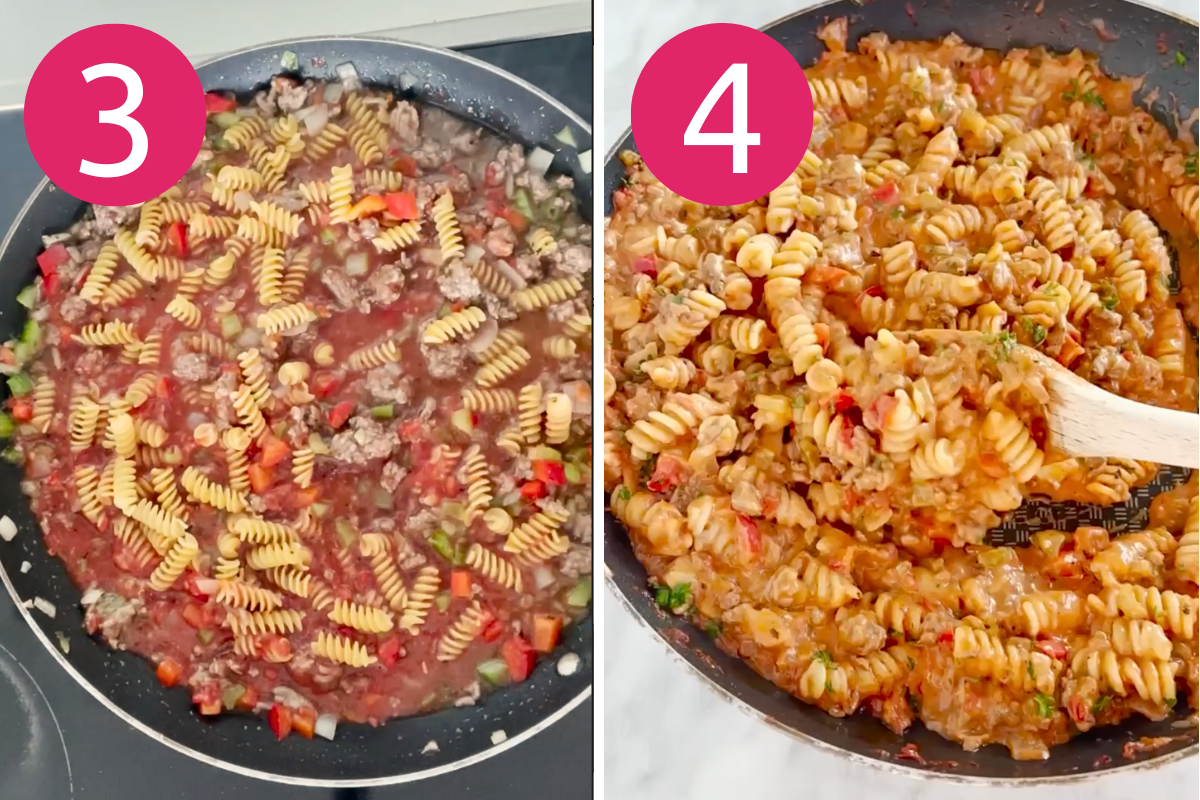 Hamburger helper steps 3 & 4