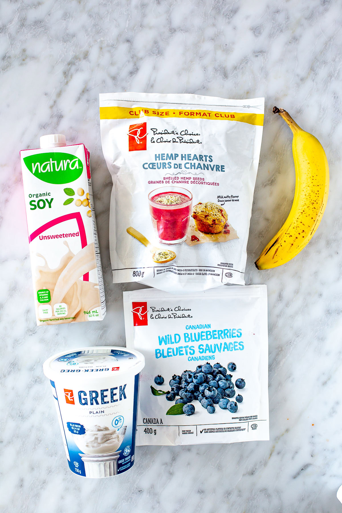 Blueberry banana smoothie ingredients