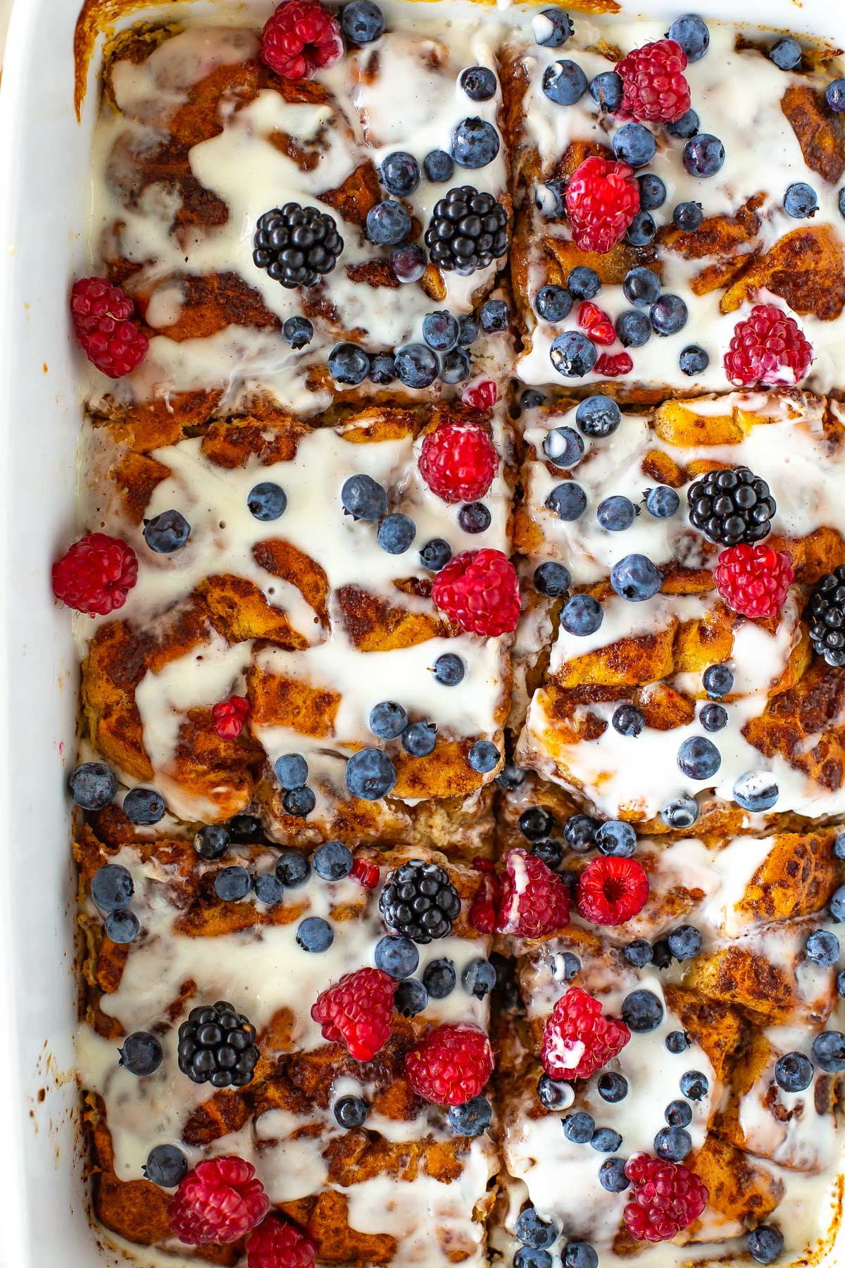 Cinnamon roll casserole close up