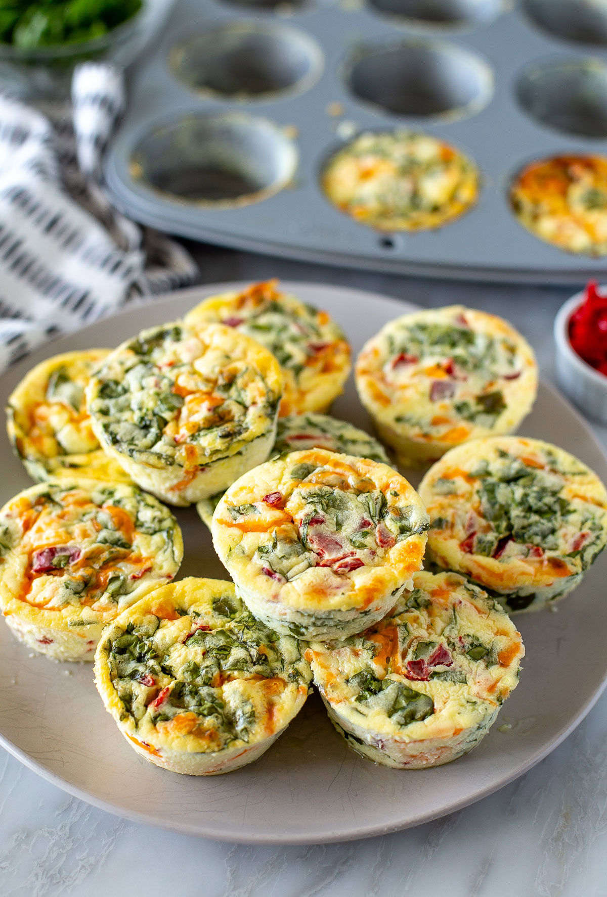 Plated cottage cheese egg bites hero