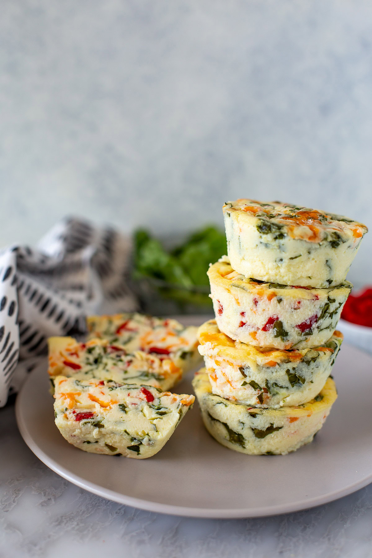 Cottage cheese egg bites side view stack