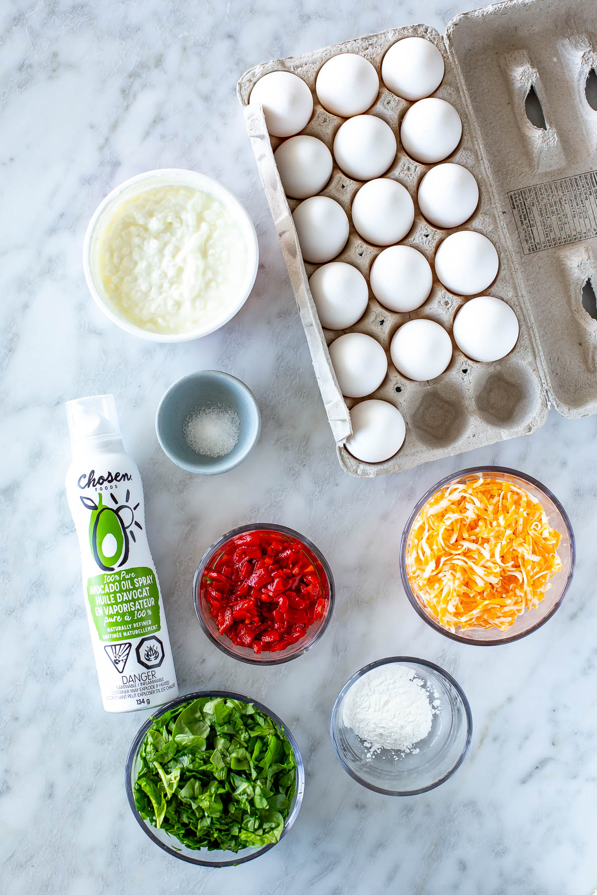 Ingredients for cottage cheese egg bites