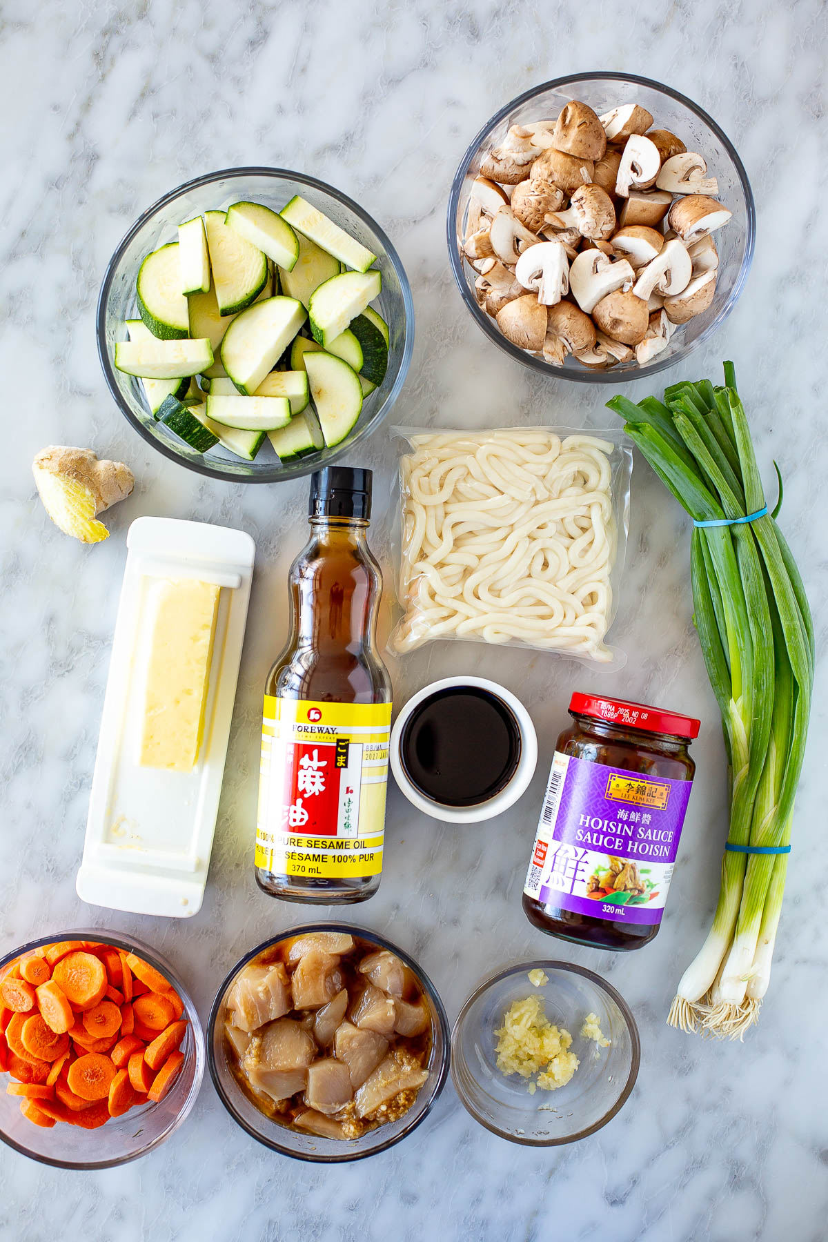 Ingredients for hibachi noodles