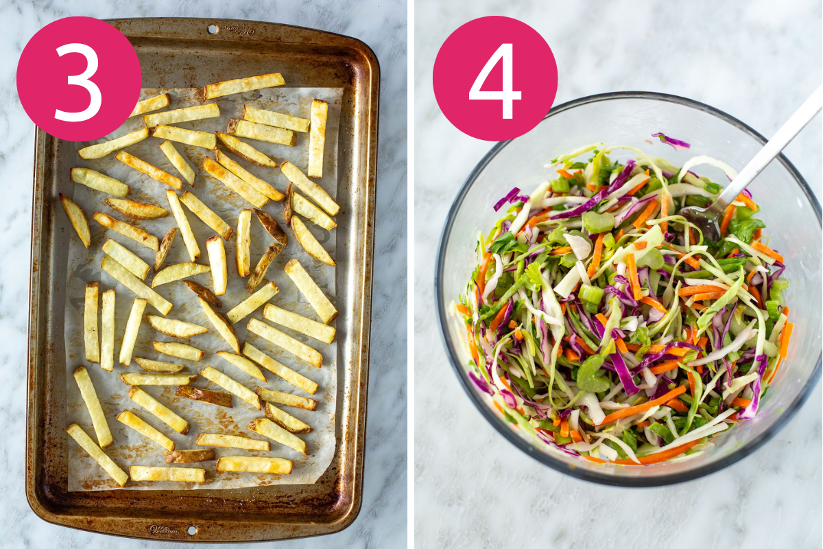 Buffalo chicken meatballs collage steps 3 & 4