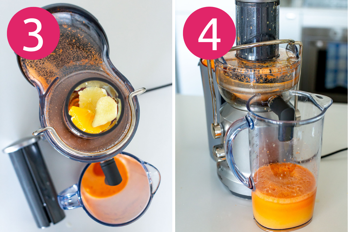 Carrot juice collage steps 3 & 4