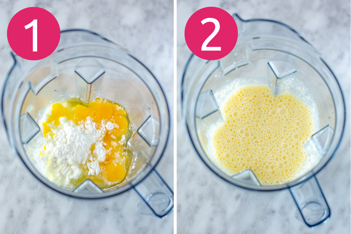 Cottage cheese egg bites steps 1 & 2 collage