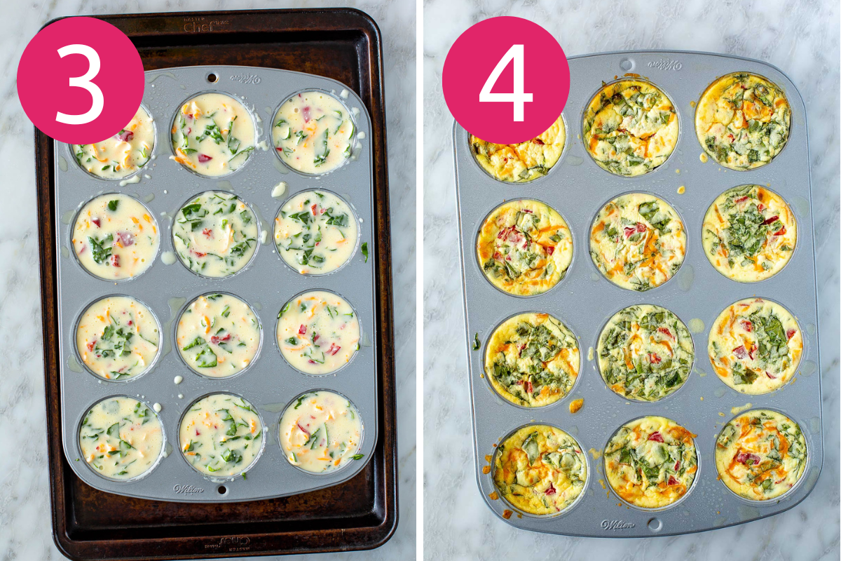 Cottage cheese egg bites steps 3 & 4 collage