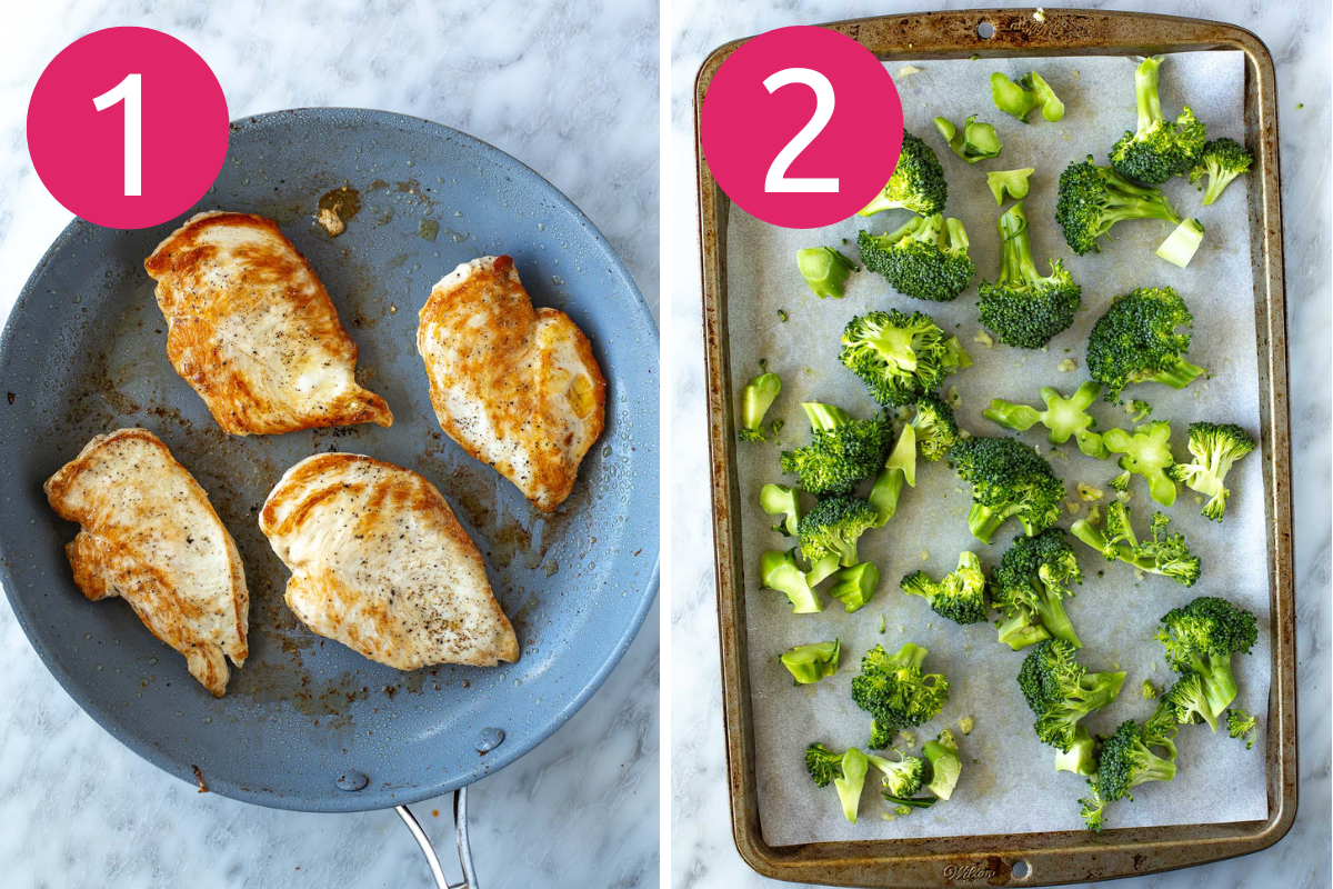 French onion chicken collage of steps 1 & 2