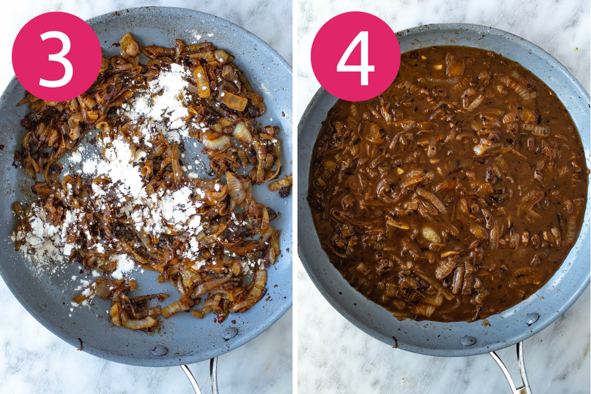 French onion chicken collage of steps 3 & 4