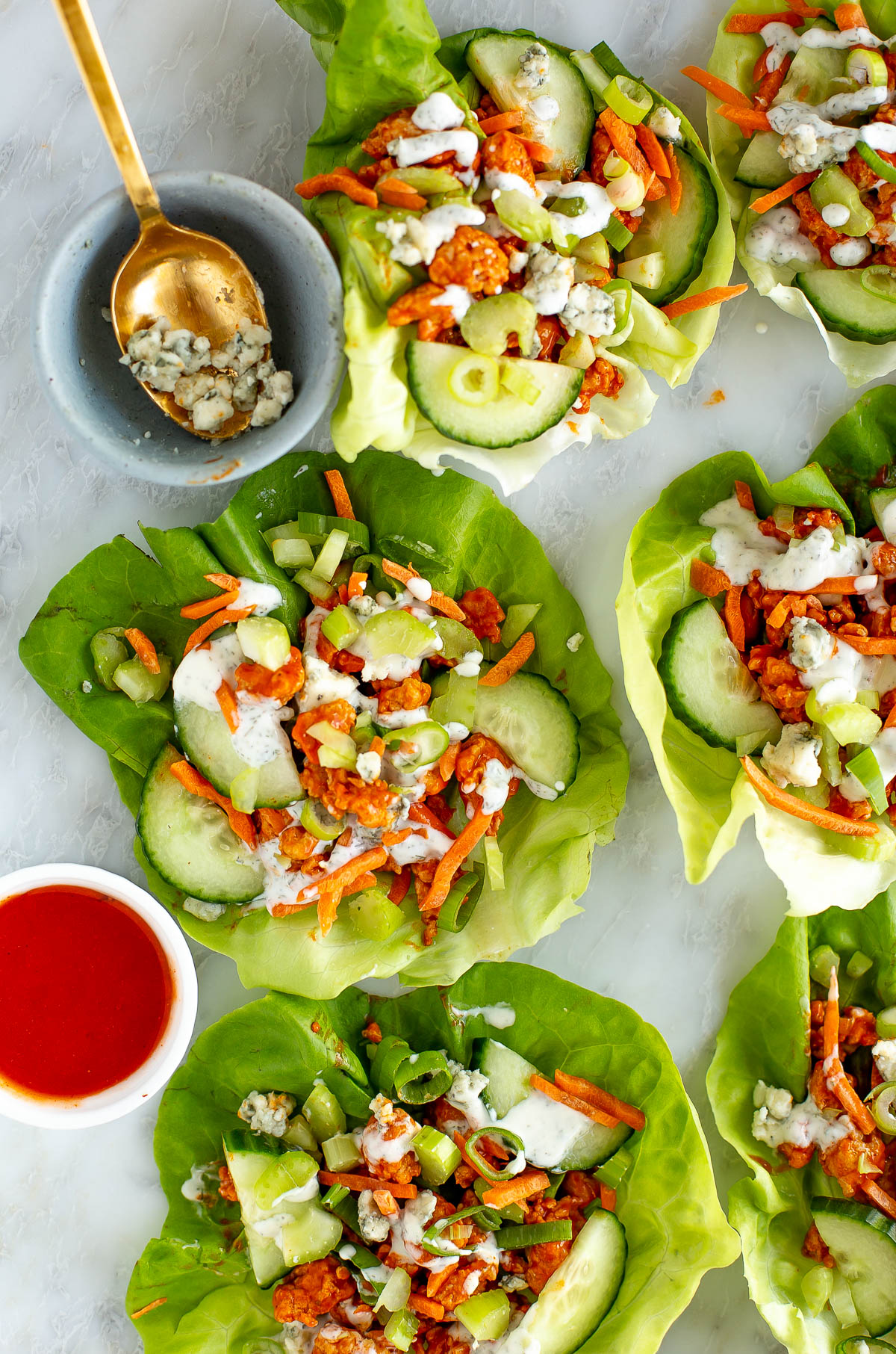 Buffalo chicken lettuce wraps