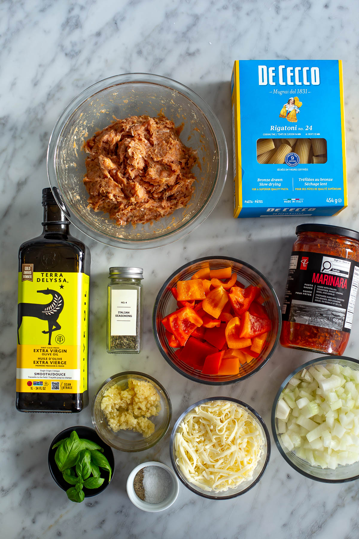 Sausage pasta bake ingredients