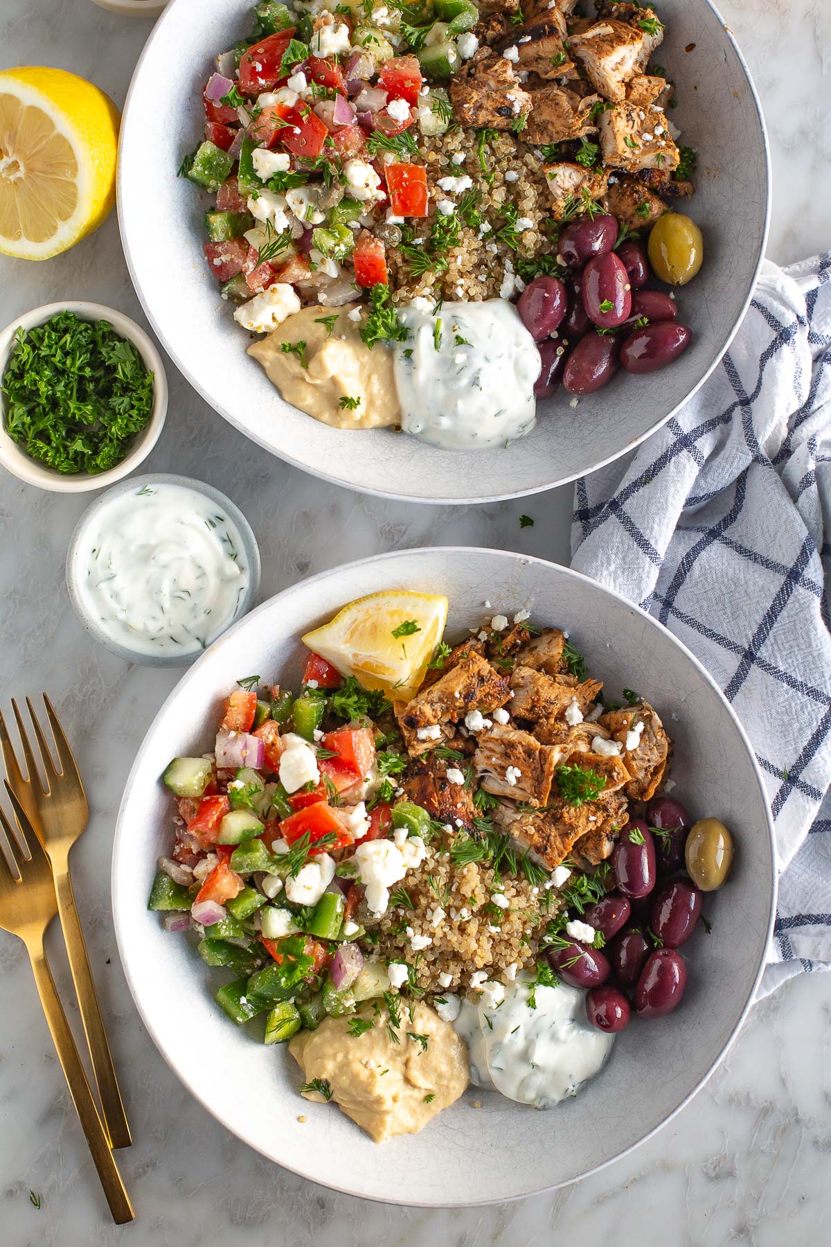 Greek chicken bowls