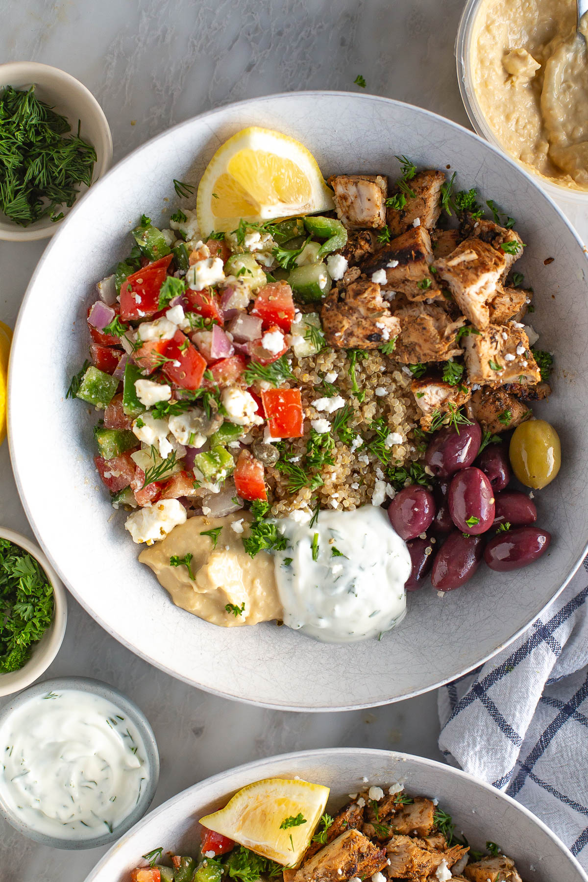 Greek chicken bowls