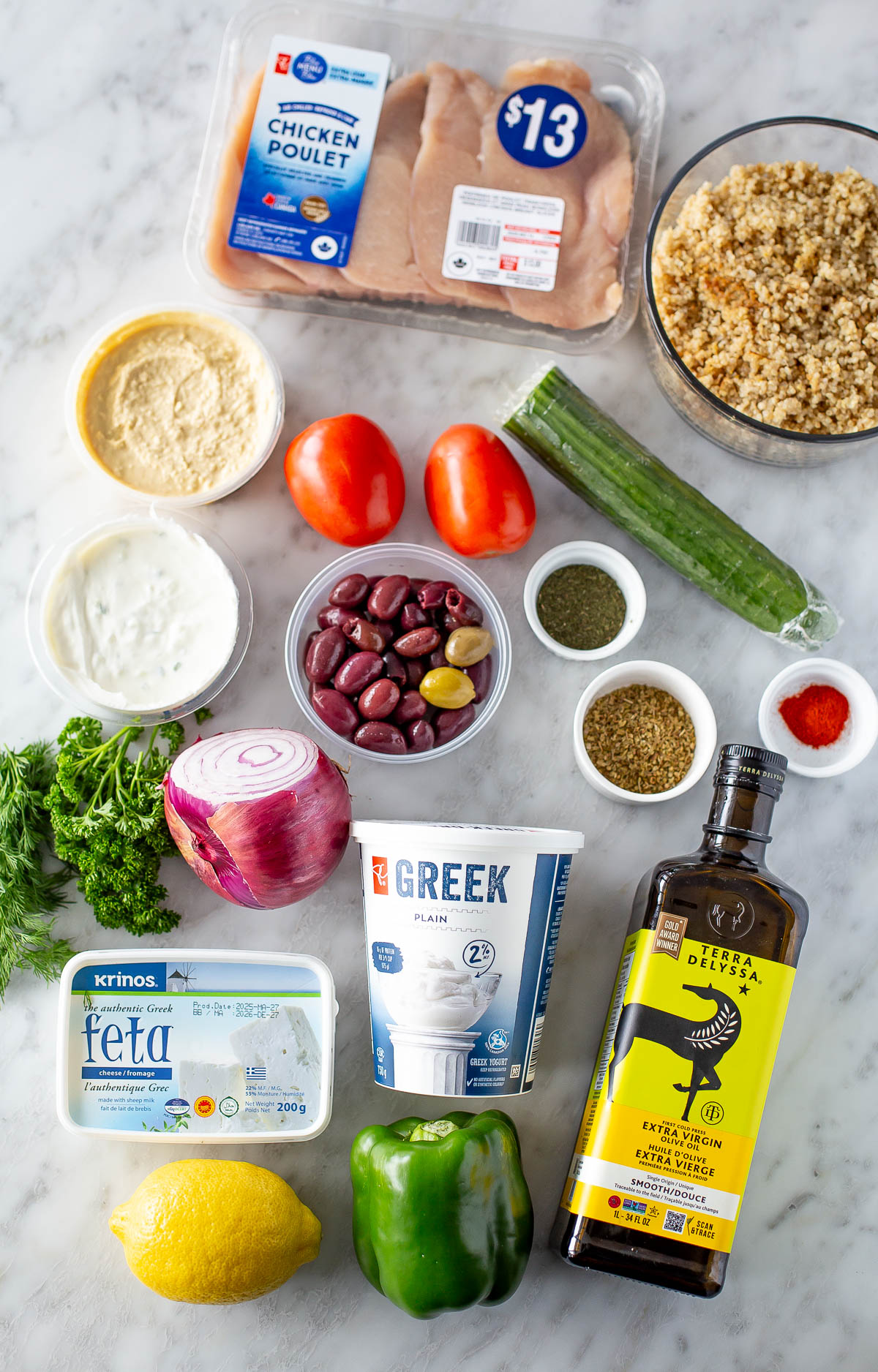 Greek chicken bowls ingredients