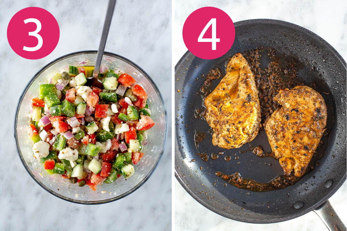 Greek chicken bowls collate of steps 3 & 4