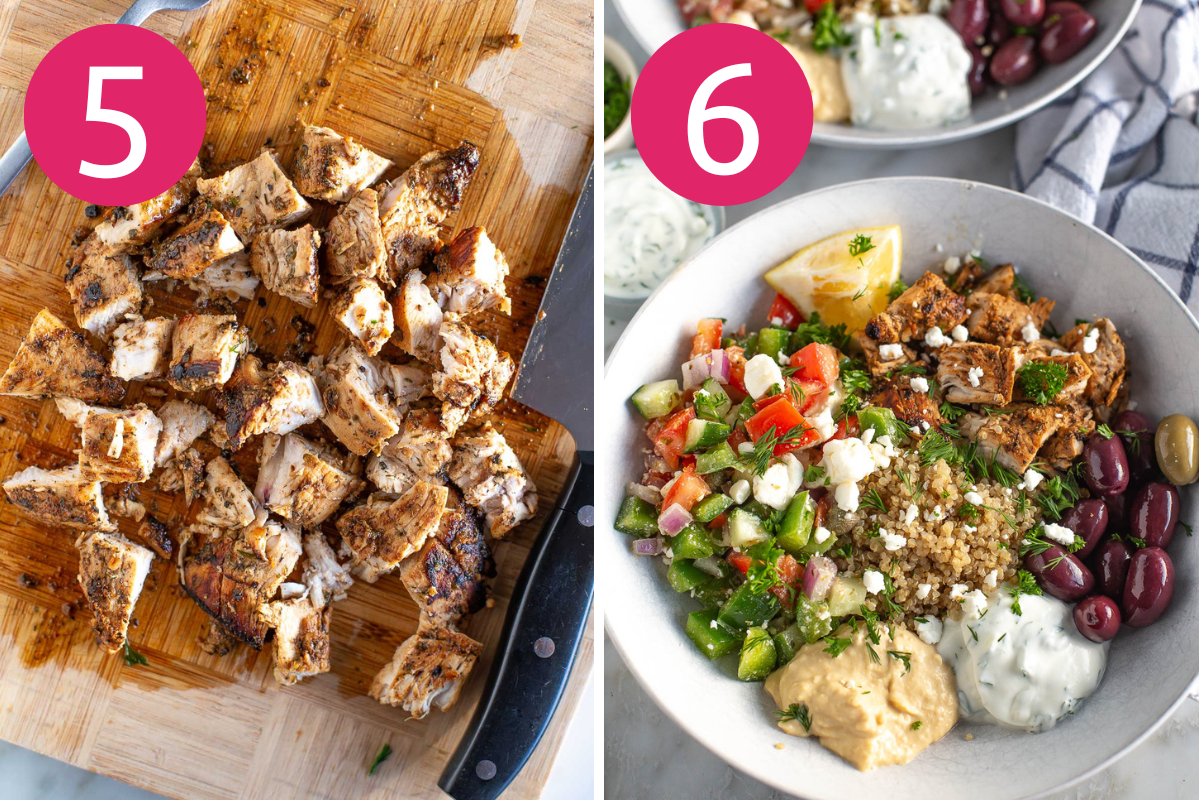 Greek chicken bowls collate of steps 5 & 6