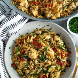 Mediterranean chicken and orzo