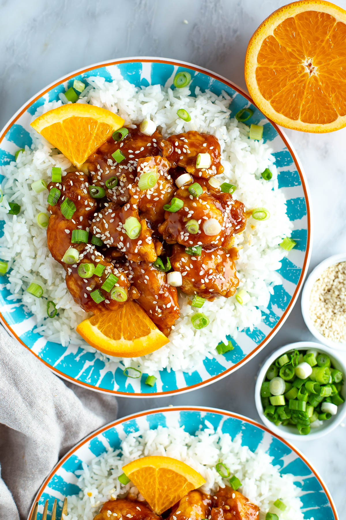 Orange chicken and rice