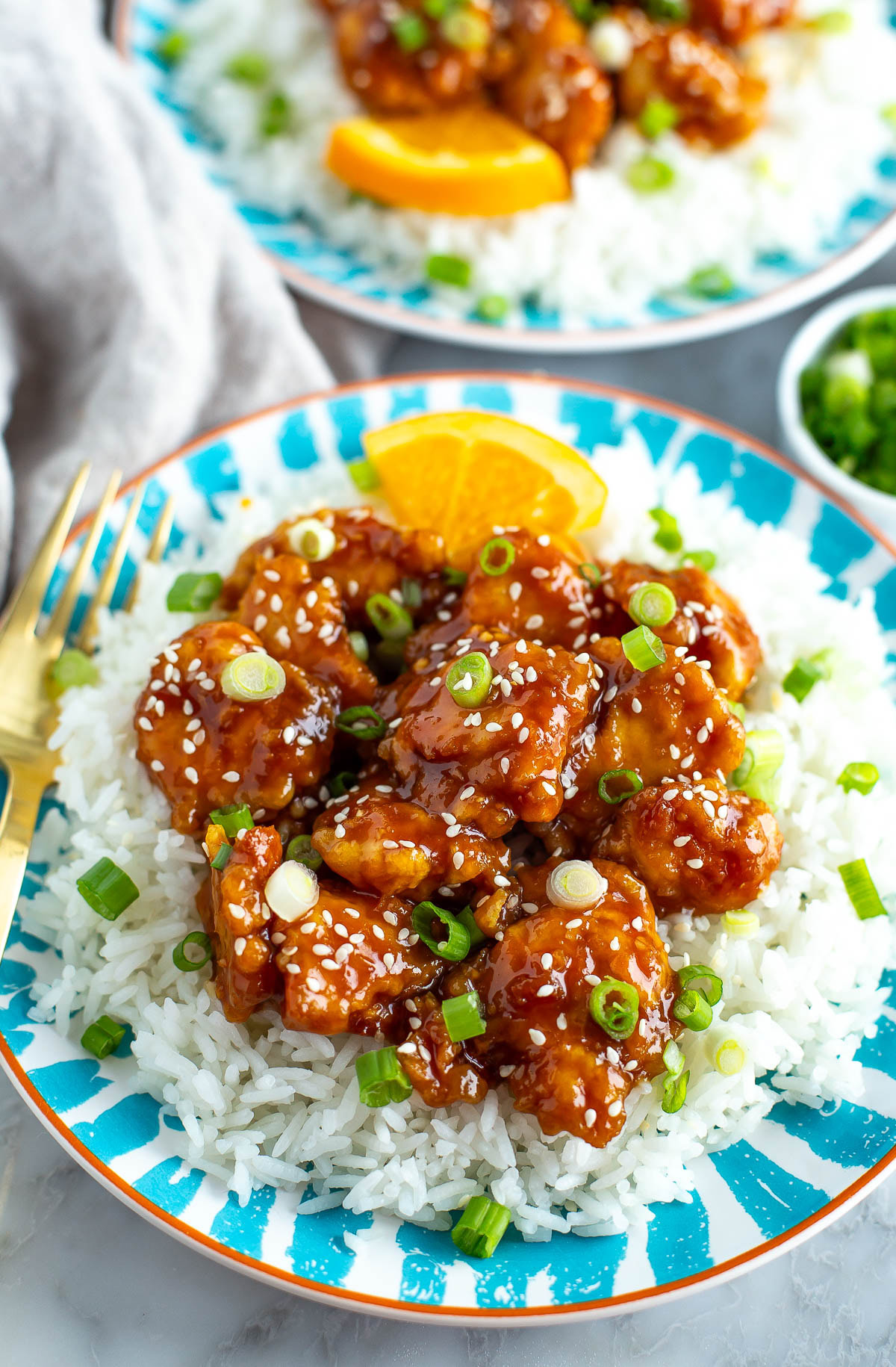 Orange chicken and rice