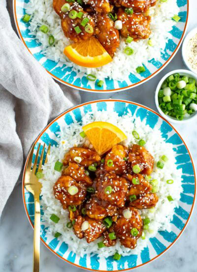Orange chicken and rice