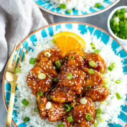 Orange chicken and rice