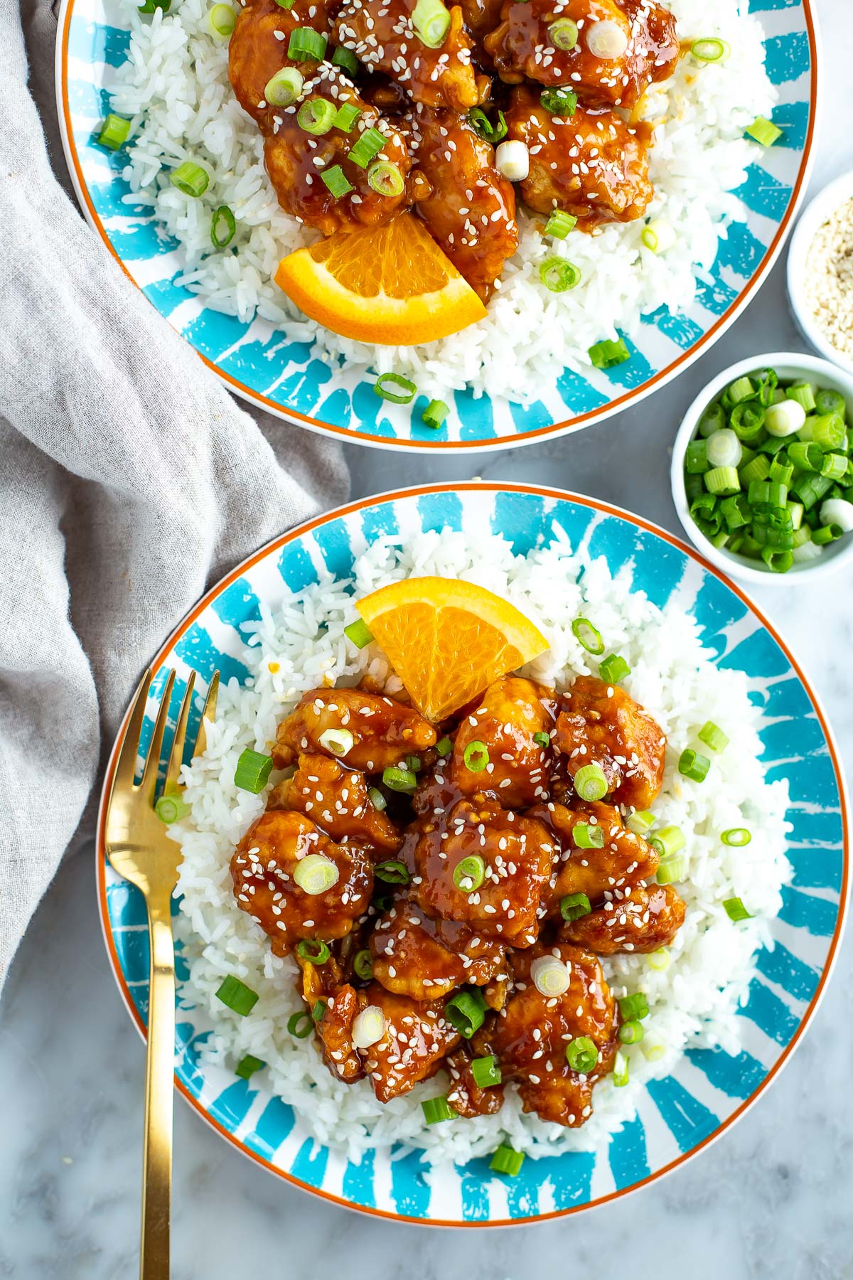 Orange chicken and rice